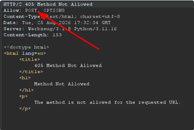 GET request to the admin endpoint revealing its requirements